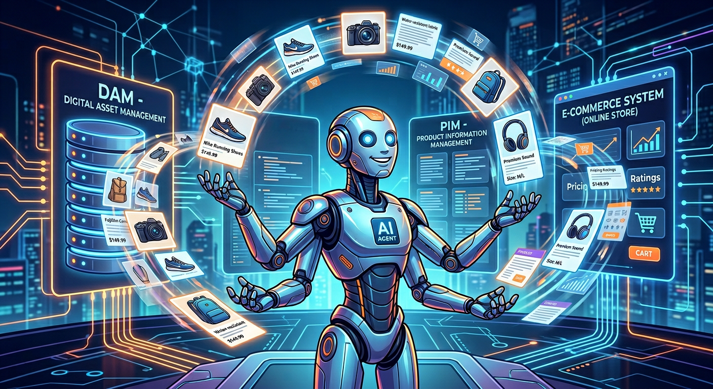 AI agents orchestrates image data between DAM, PIM and e-com